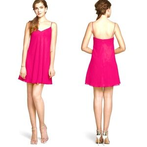 D.Tutera/Gather&Gown Chiffon Baby Doll Mini Bridal/Party/Prom Dress~Hot Pink~8